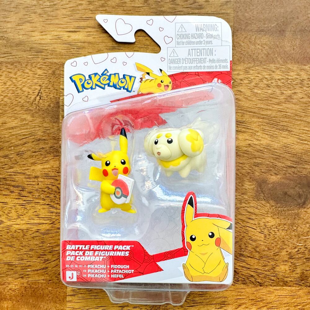 Pokemon Battle Figure Pack Pikachu + Fidough Toys Figures Plastic 2" Tall Age 3+